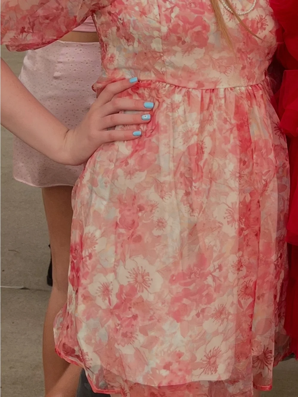 Francesca's Collections Pink Floral Puff-Sleeve Mini Dress - Picture 4 of 5